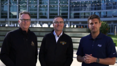 (L-R) Tom Morton, executive director of the Anaheim Convention Center; Mike Lyster, chief communications officer for City of Anaheim; and John Mlynczak, president/CEO of NAMM. Photo courtesy of NAMM.